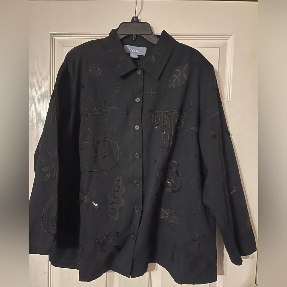 Liz & Me Women’s Western Embellished Jacket Button Down With Pockets 2X